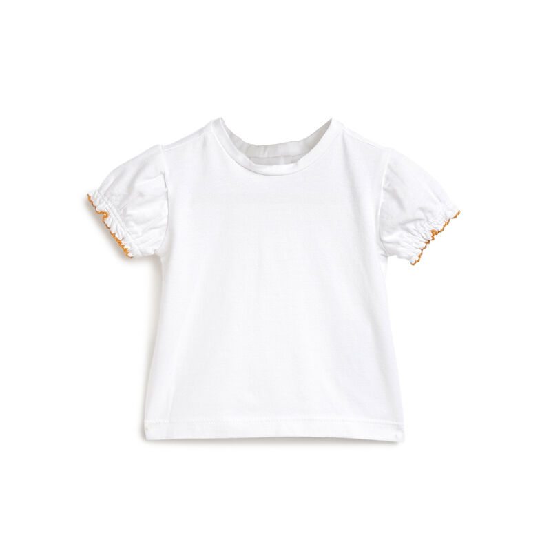 Girls White Printed Outfit with Short Dungaree image number 2